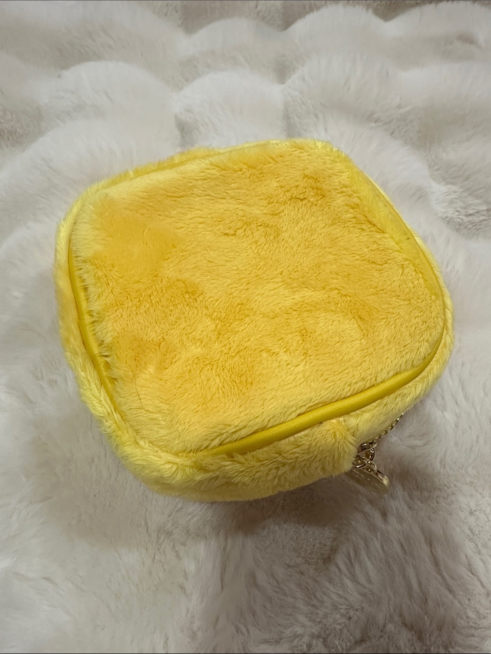 Stoney Clover Lane Faux Fur Mini Pouch Yellow